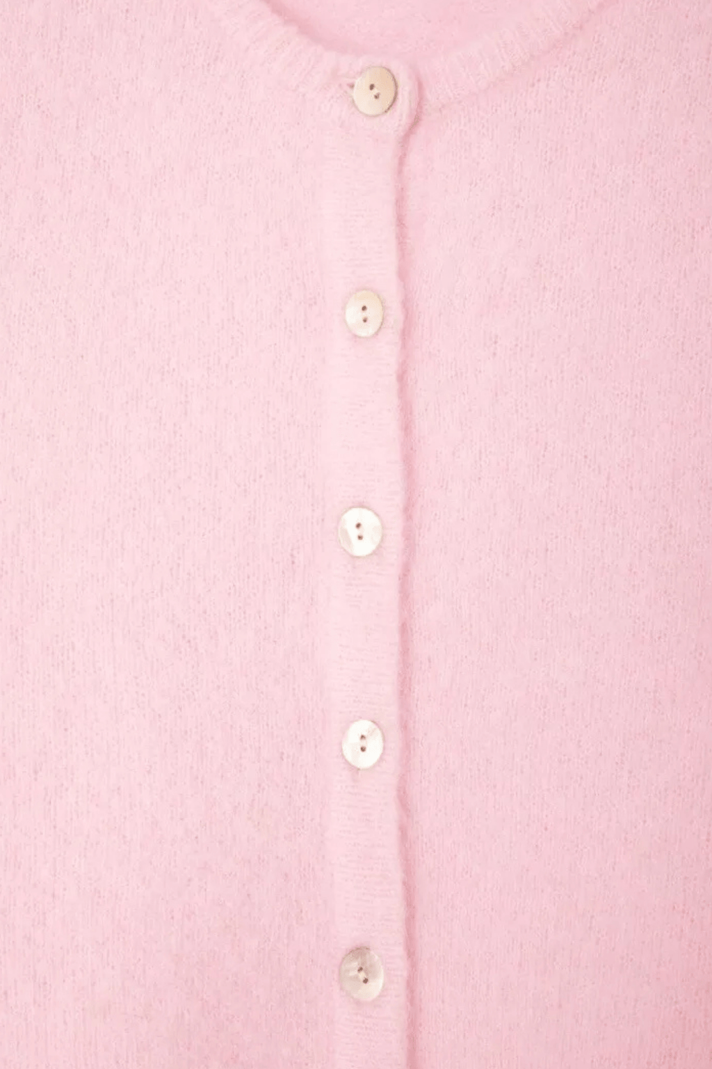 American Vintage Vitow cropped cardigan in Sugar Almond Melange pink with mother-of-pearl buttons


