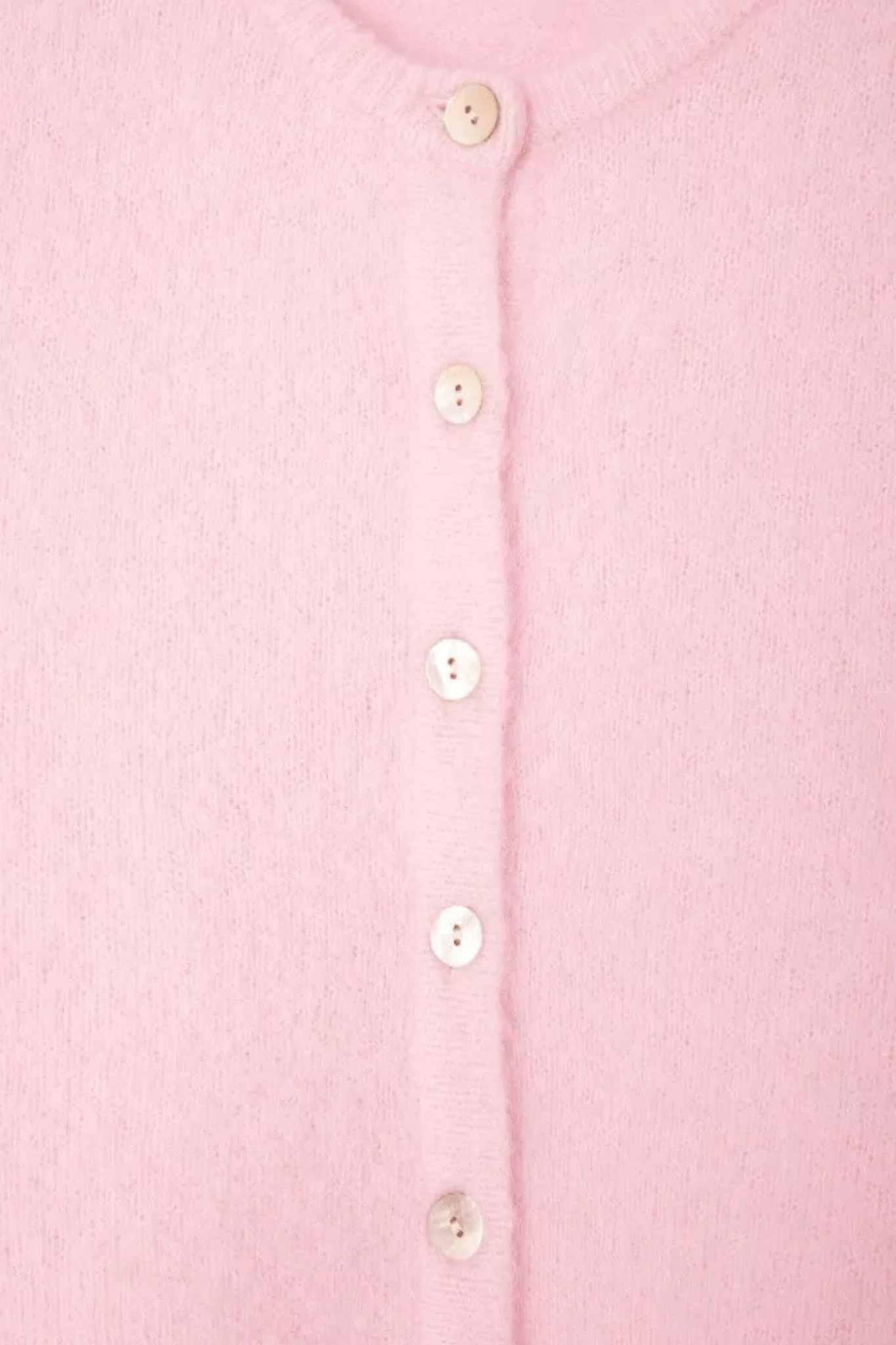 American Vintage Vitow cropped cardigan in Sugar Almond Melange pink with mother-of-pearl buttons

