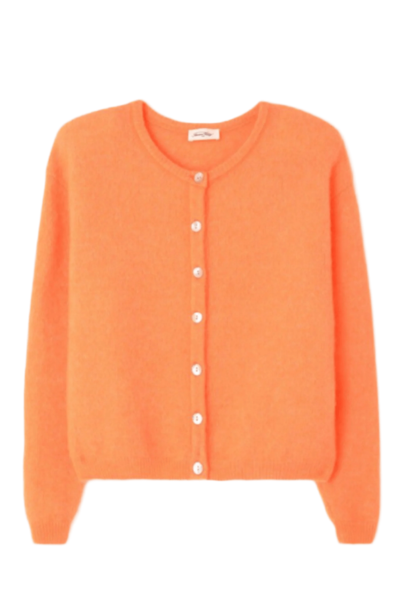 American Vintage Vitow cardigan in Carotte Fluo Chine with round neck and pearl buttons
