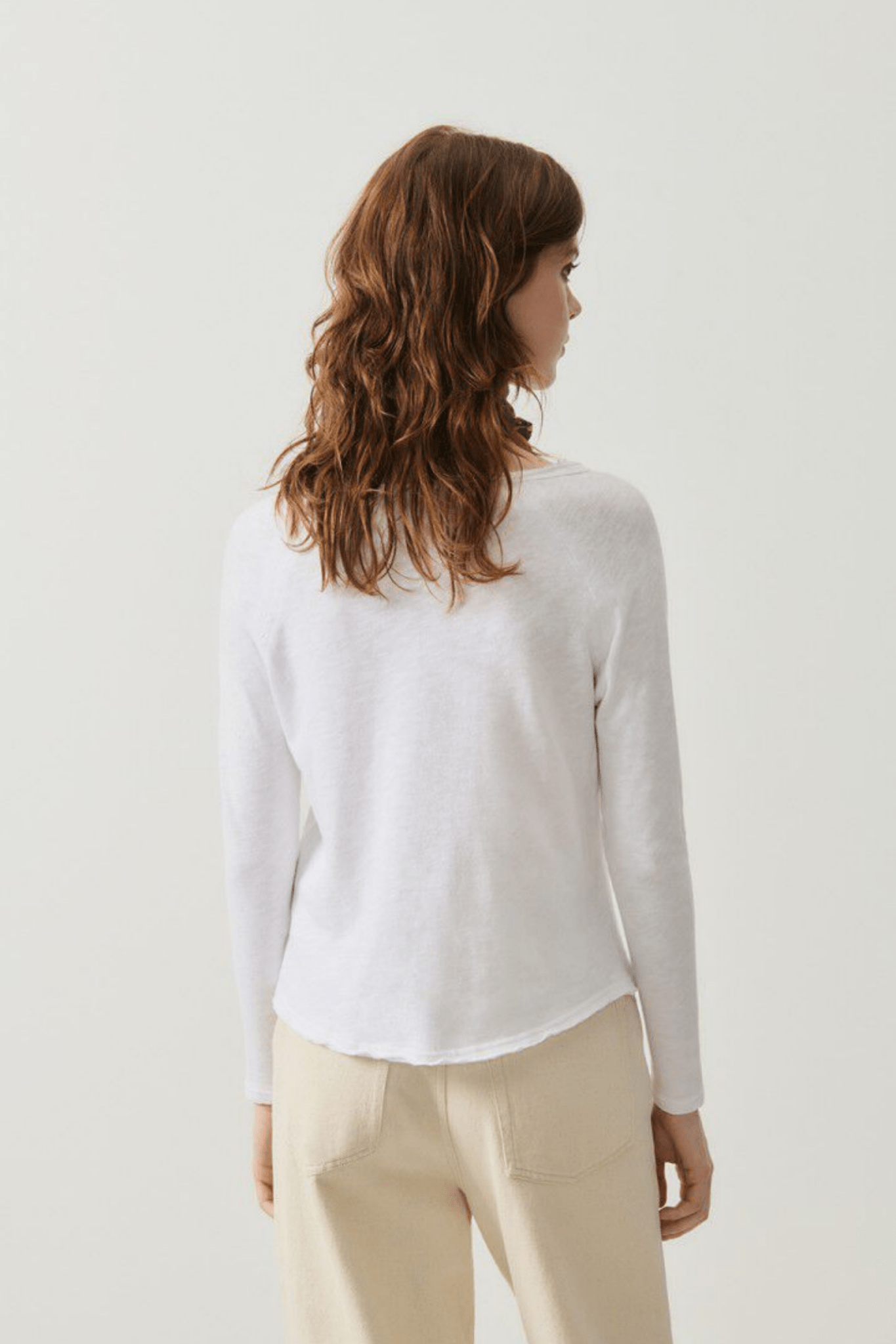 American Vintage SONOMA white long sleeve t-shirt with boat neck – Dotique

