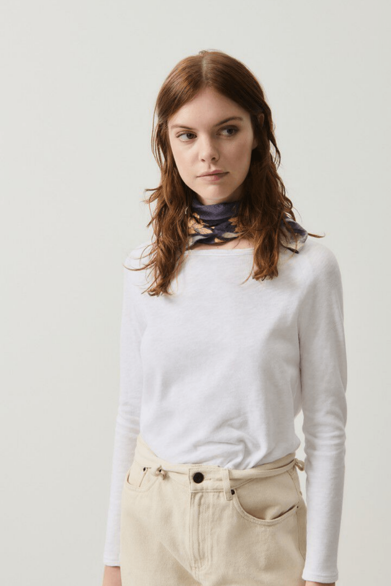 American Vintage SONOMA white long sleeve t-shirt with boat neck – Dotique

