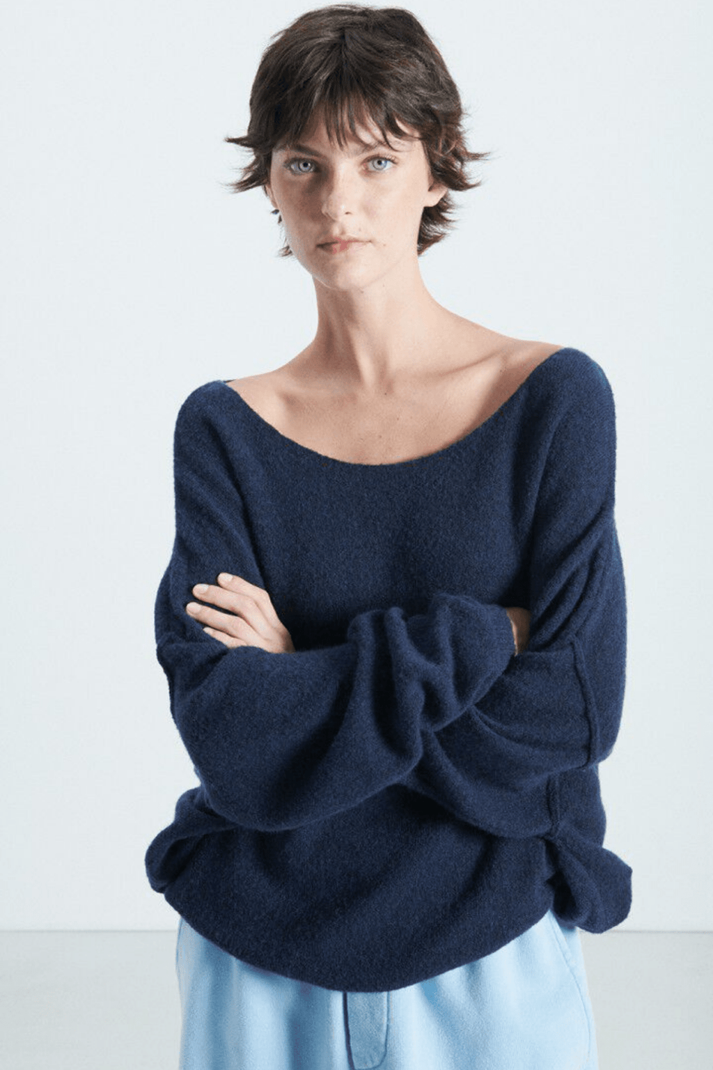 American Vintage Women's Damsville Jumper in Navy Blue Black Melange - Dotique - American Vintage