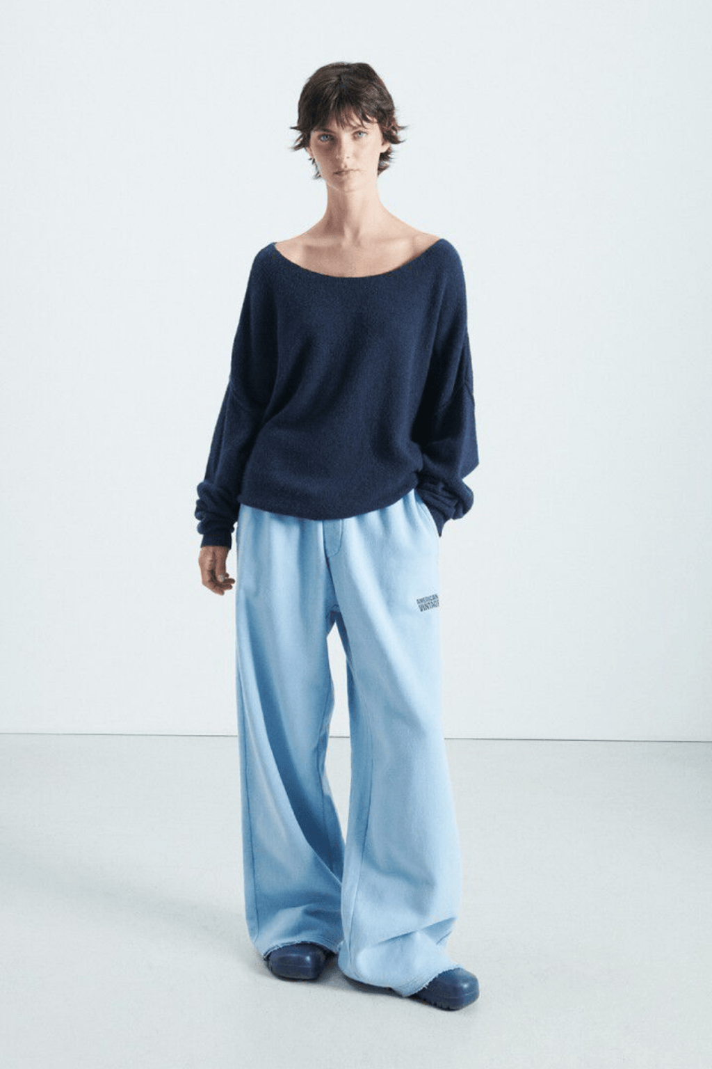 American Vintage Women's Damsville Jumper in Navy Blue Black Melange - Dotique - American Vintage