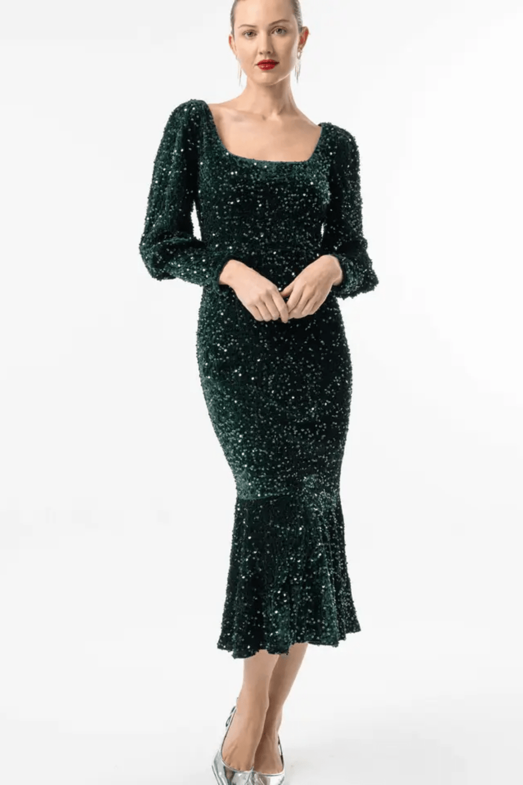 angel-eye--green-sequin-velvet-bodycon-long-sleeve-evening-dress