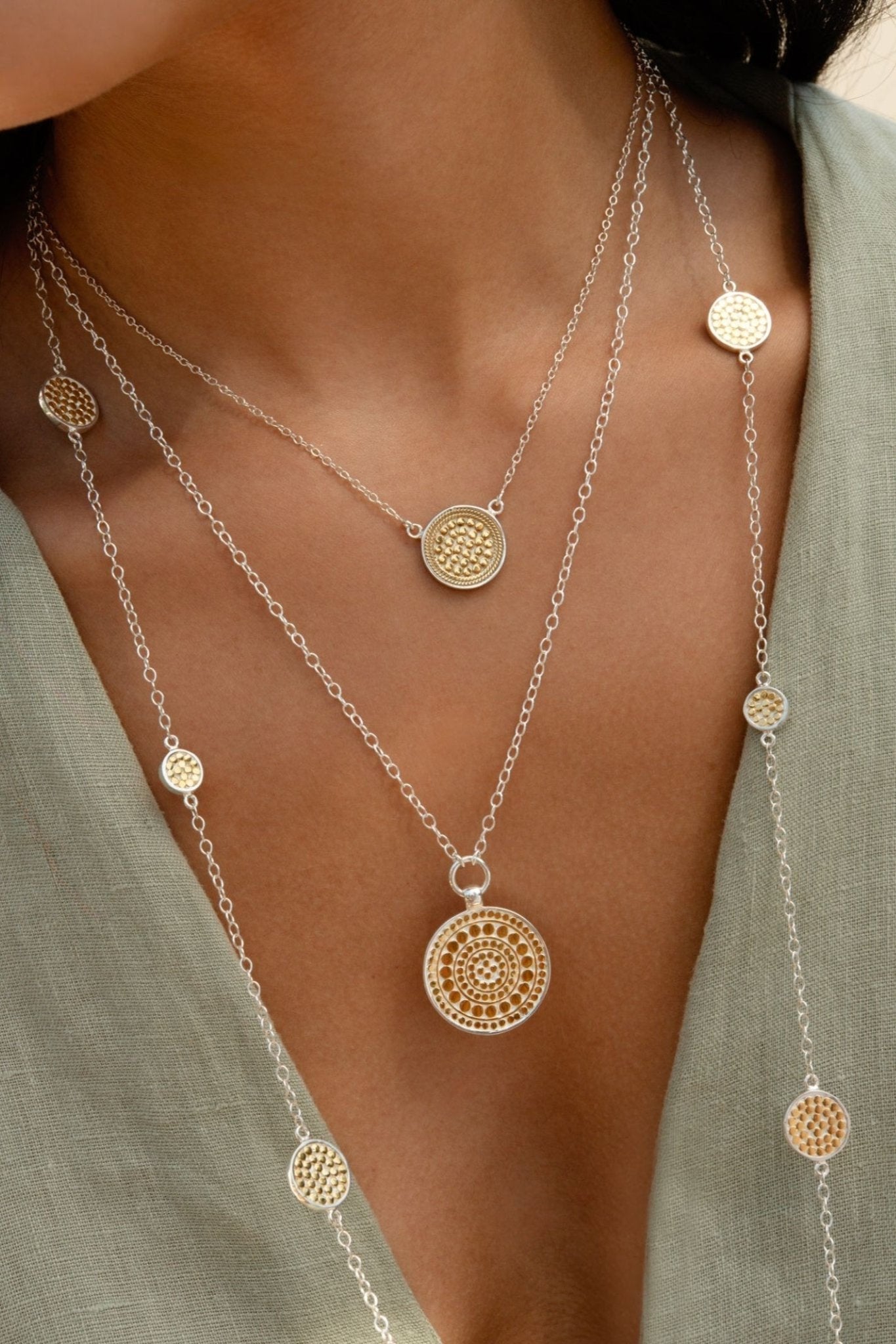 Anna Beck Classic Medium Reversible Disc Pendant 18" - 20" (NK10264 TWT) - Dotique - Anna Beck