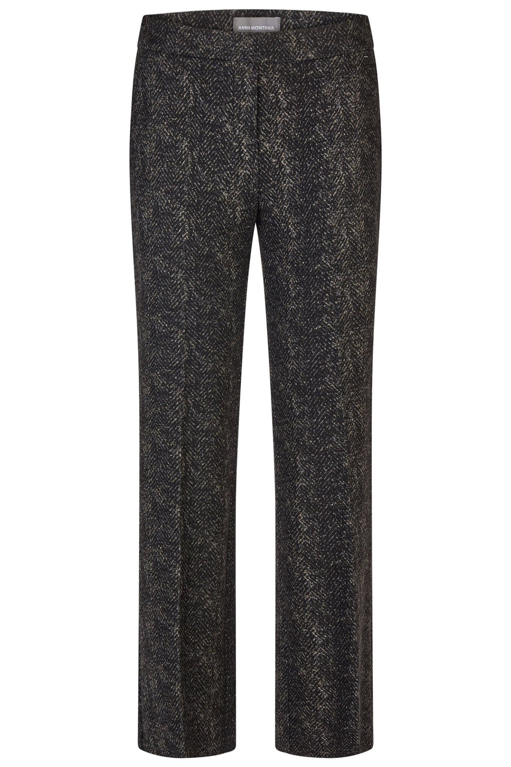 Black patterned pants on a white background