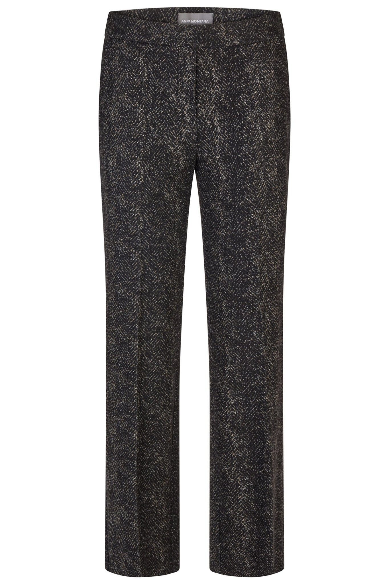 Black patterned pants on a white background