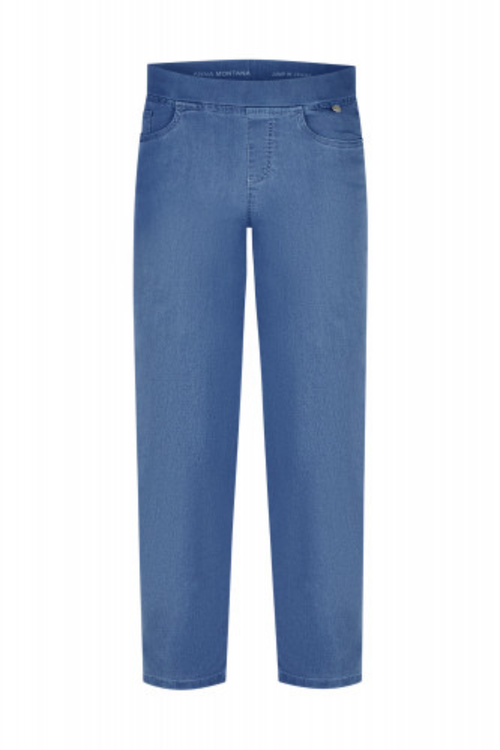 Front view of Anna Montana 1106 Jump In 7/8 Rom Jeans Summer Stone in light blue stretch denim by Anna Montana, shop Anna Montana at Dotique.