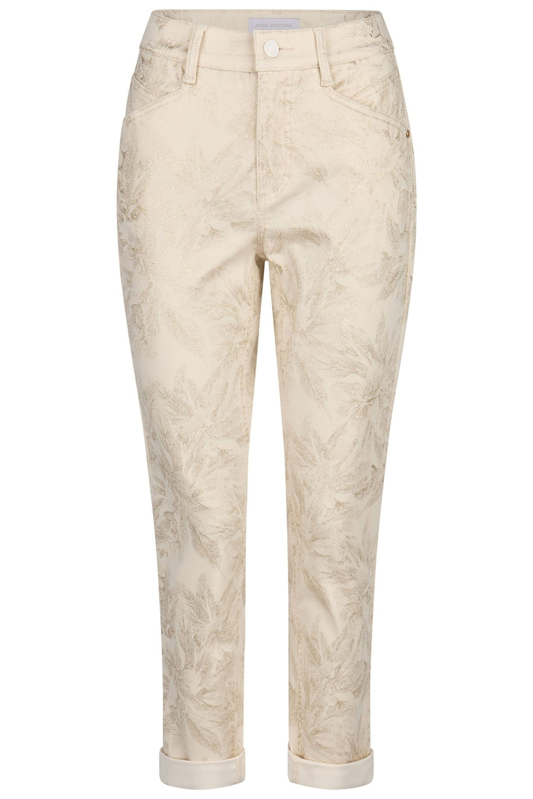 Anna Montana 1425 Relaxed Fit Portland Print Jeans Cream - Dotique