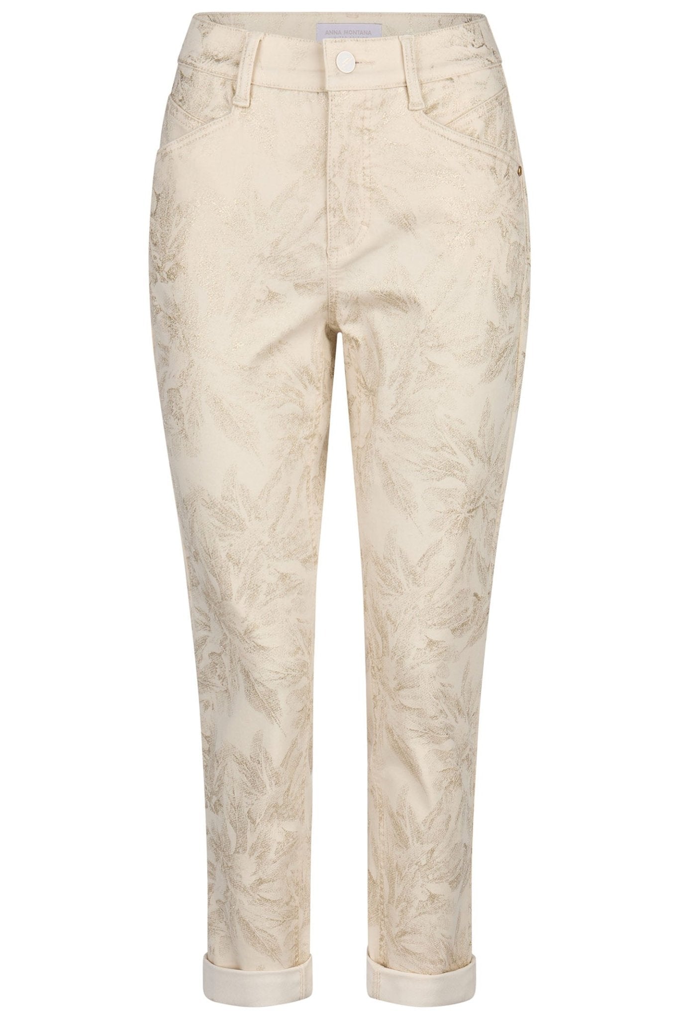 Anna Montana 1425 Relaxed Fit Portland Print Jeans Cream - Dotique
