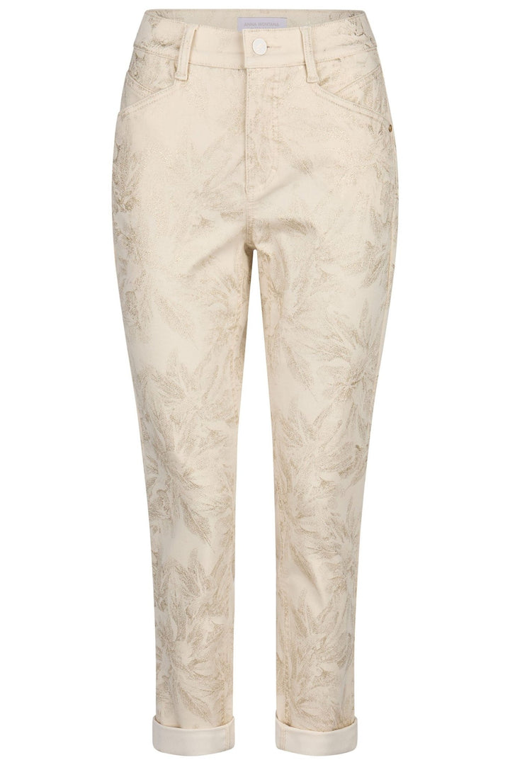 Anna Montana 1425 Relaxed Fit Portland Print Jeans Cream - Dotique