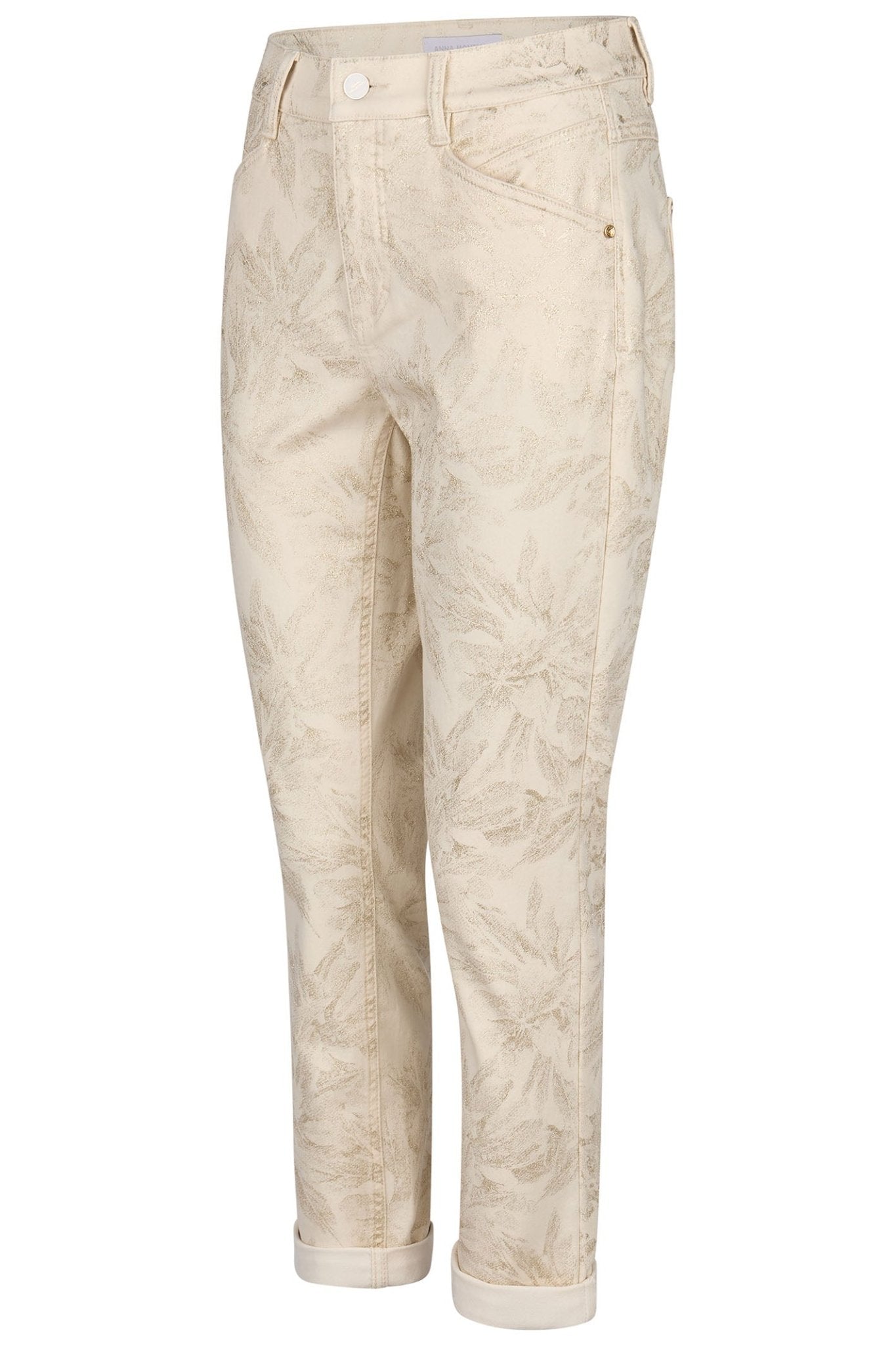 Anna Montana 1425 Relaxed Fit Portland Print Jeans Cream - Dotique