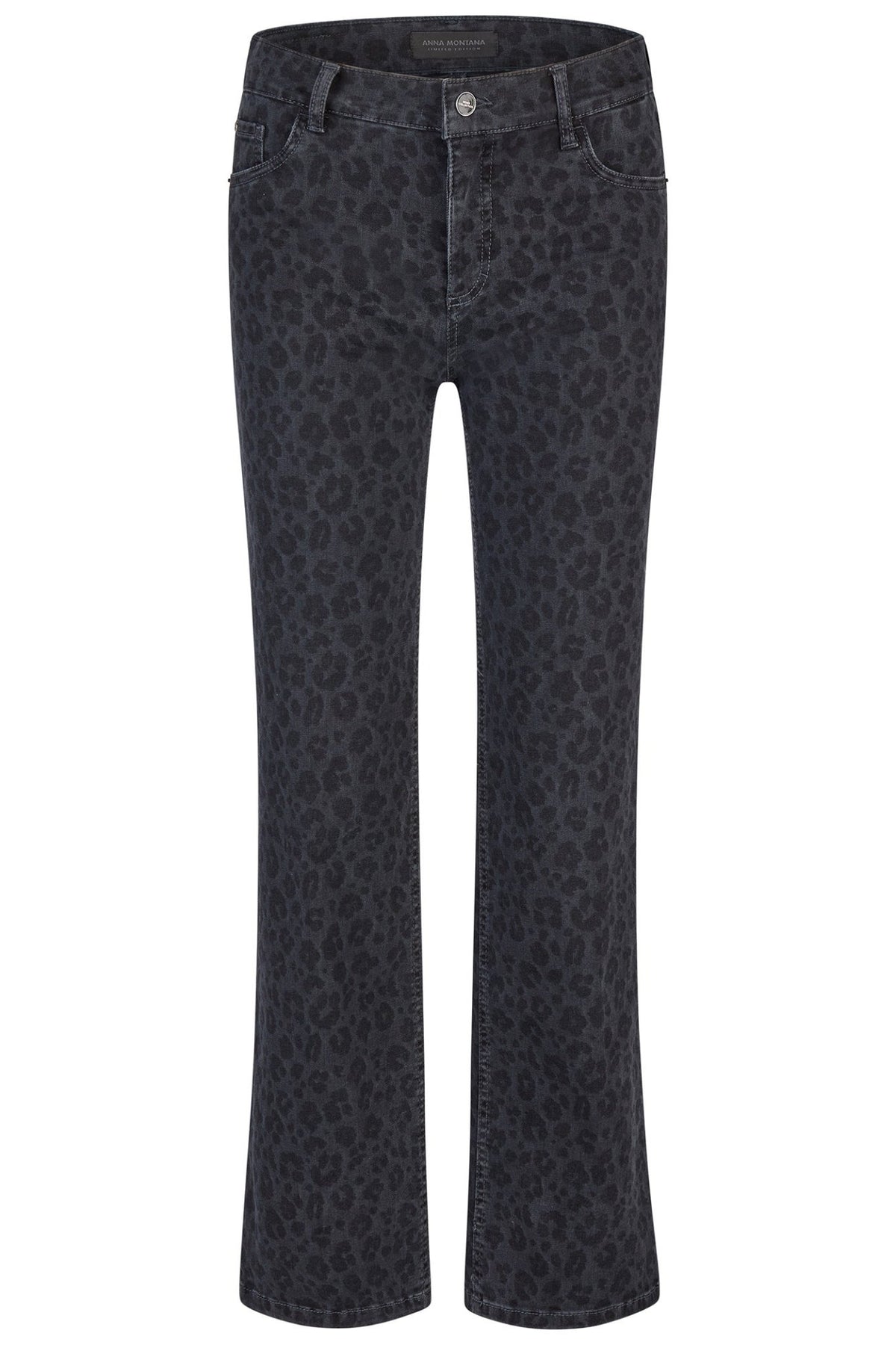 Anna Montana 1475 Mila Wide Fit Columbia Leopard Print Jean Dark Blue - Dotique - Anna Montana