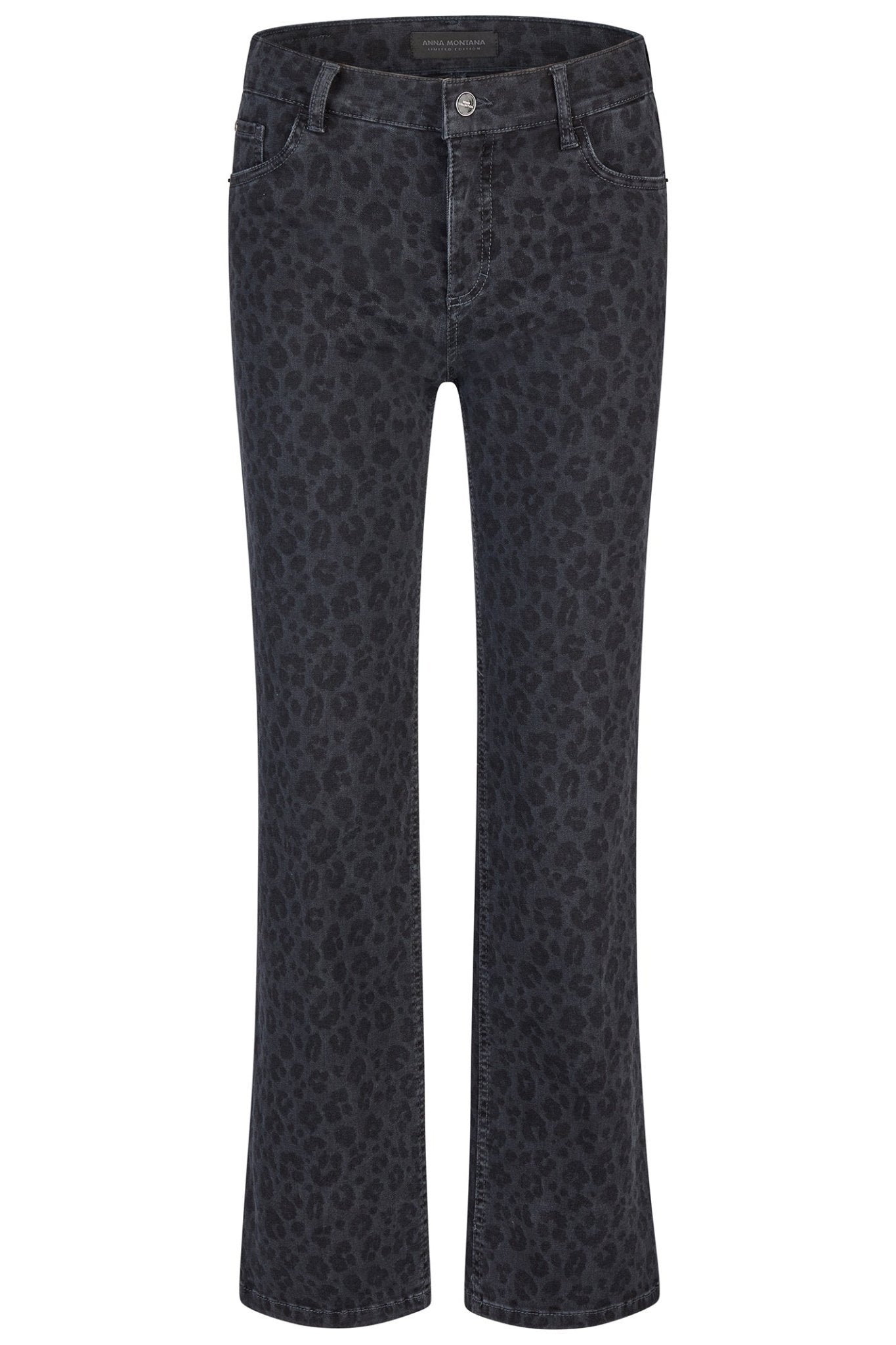 Anna Montana 1475 Mila Wide Fit Columbia Leopard Print Jean Dark Blue - Dotique - Anna Montana