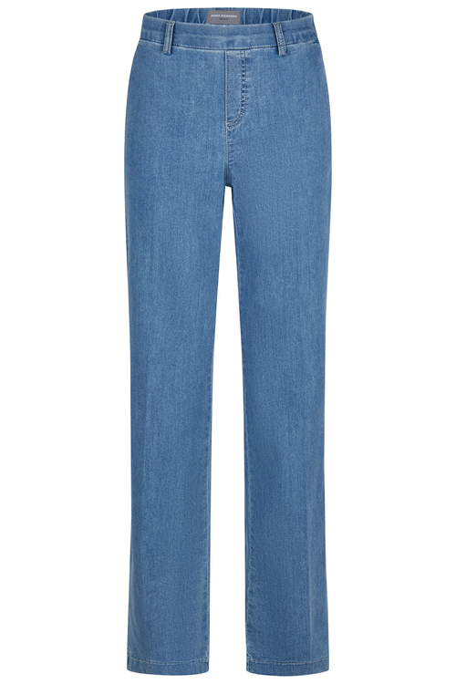 Anna Montana 1045 Mila Wide Flexi Milano Jeans Summer Stone in classic blue with a wide-leg fit by Anna Montana, shop Anna Montana at Dotique.