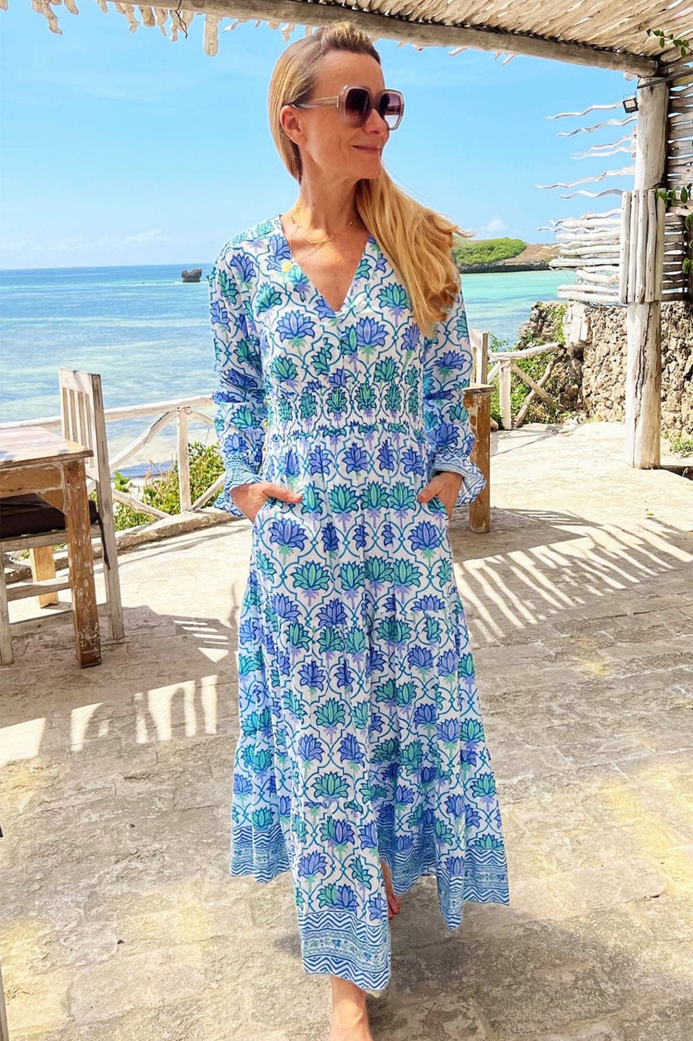 Aspiga Valentina Embroidered Organic Cotton Blouse Marina Blue - Dotique