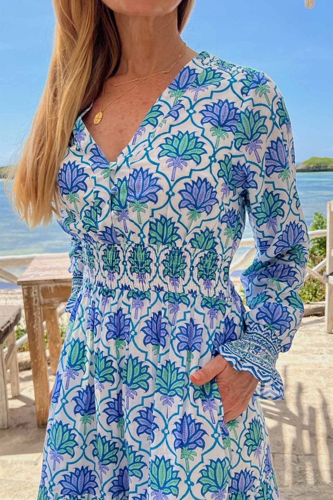 Aspiga Valentina Embroidered Organic Cotton Blouse Marina Blue - Dotique