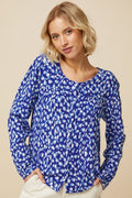 Aspiga Long Sleeve Lisbon Blue Cream Shirt Cheetah Print - Dotique - Aspiga
