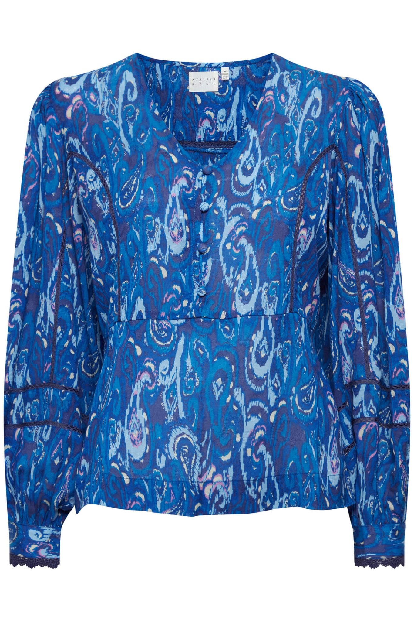 Atelier Reve 20119199 IRODILE LS Nebulas Blue Long Sleeve Blouse - Dotique