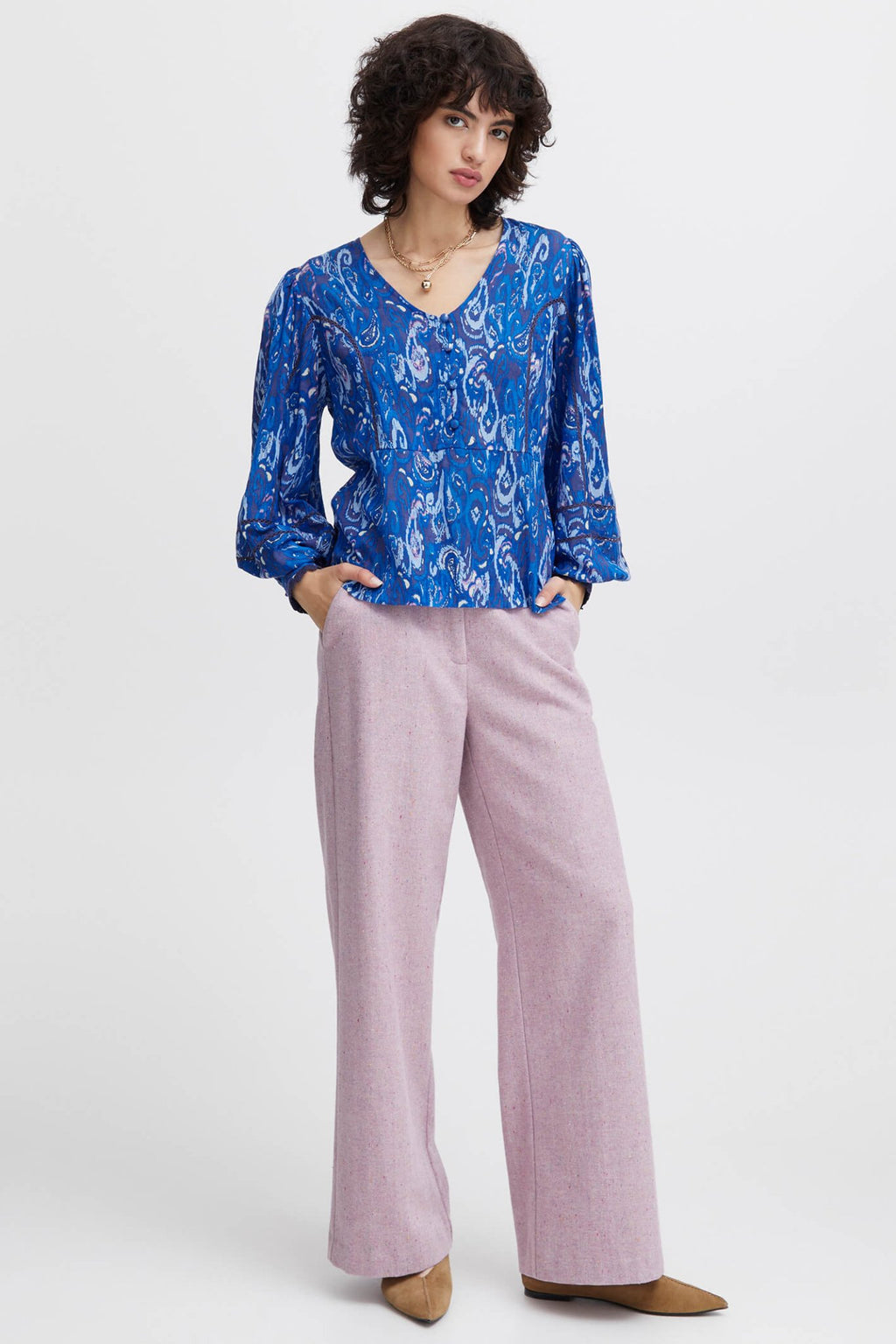 Atelier Reve 20119199 IRODILE LS Nebulas Blue Long Sleeve Blouse - Dotique