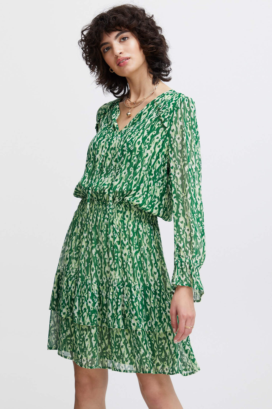 Atelier Reve 20119264 Irmimi Green Pineneedle Print Dress - Dotique
