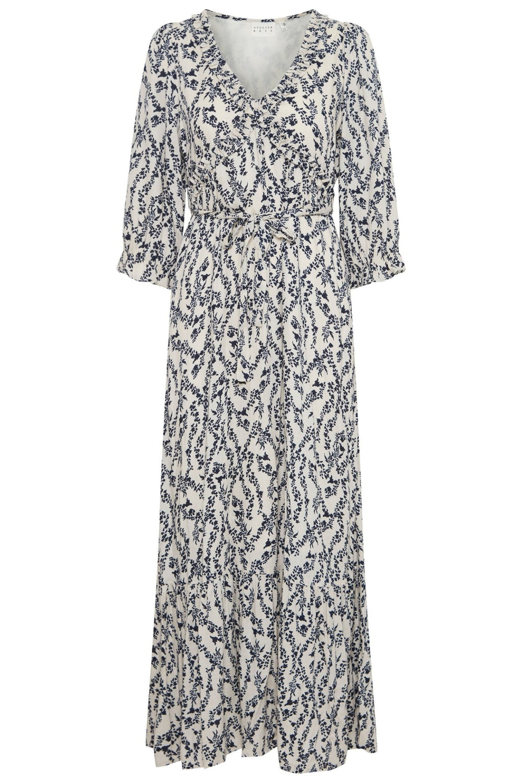 Atelier Reve 20120734 IROMINE Navy White Omine Flower Print Maxi Dress - Dotique Chesterfield