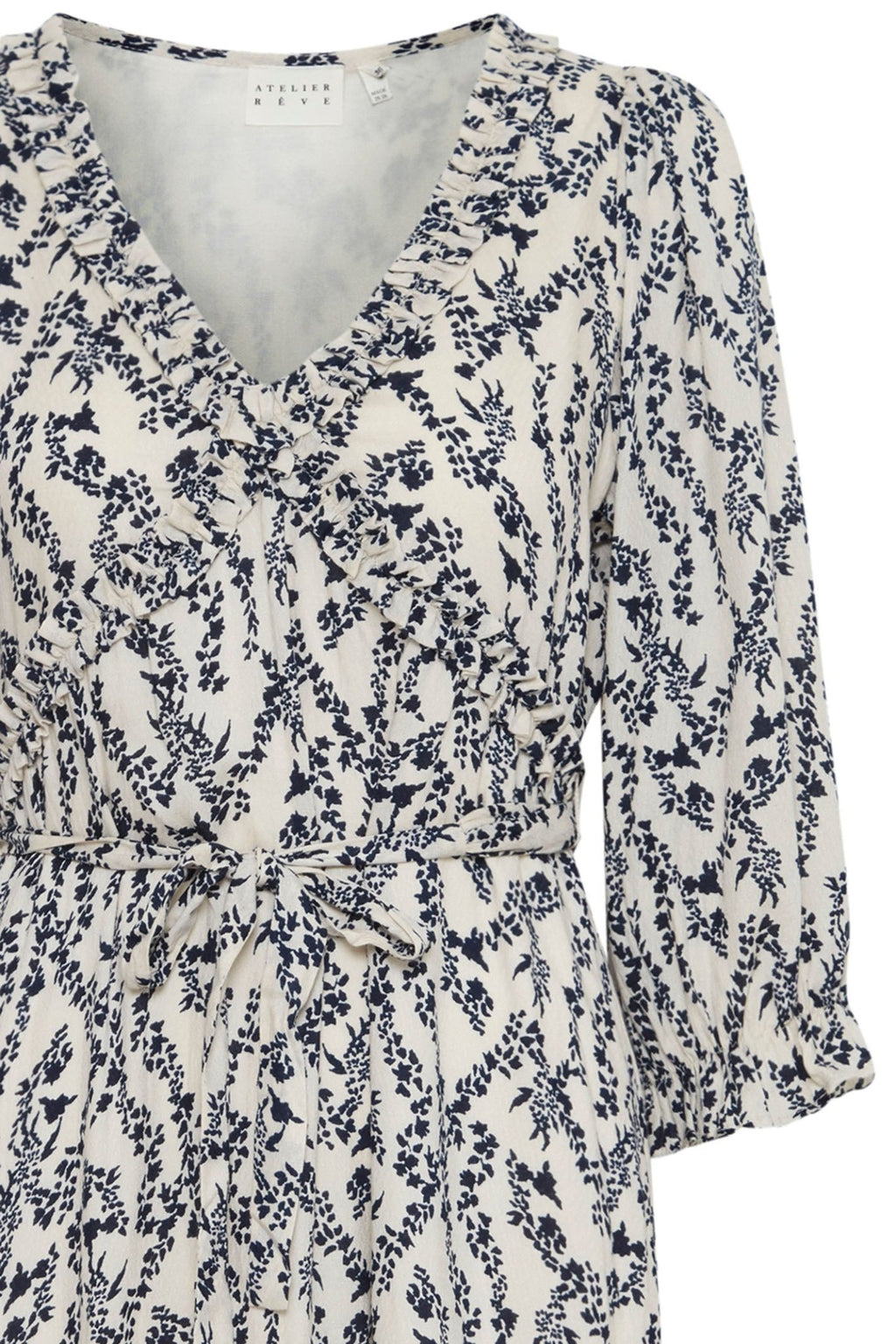 Atelier Reve 20120734 IROMINE Navy White Omine Flower Print Maxi Dress - Dotique Chesterfield