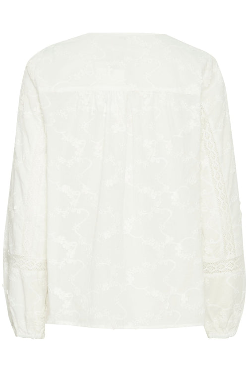 Atelier Reve 20120816 IRMONE Snow White Open Neck Blouse - Dotique Chesterfield