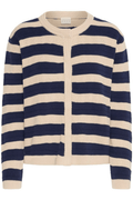 Atelier Rêve IRGABBY smoke grey striped cotton cardigan at Dotique

