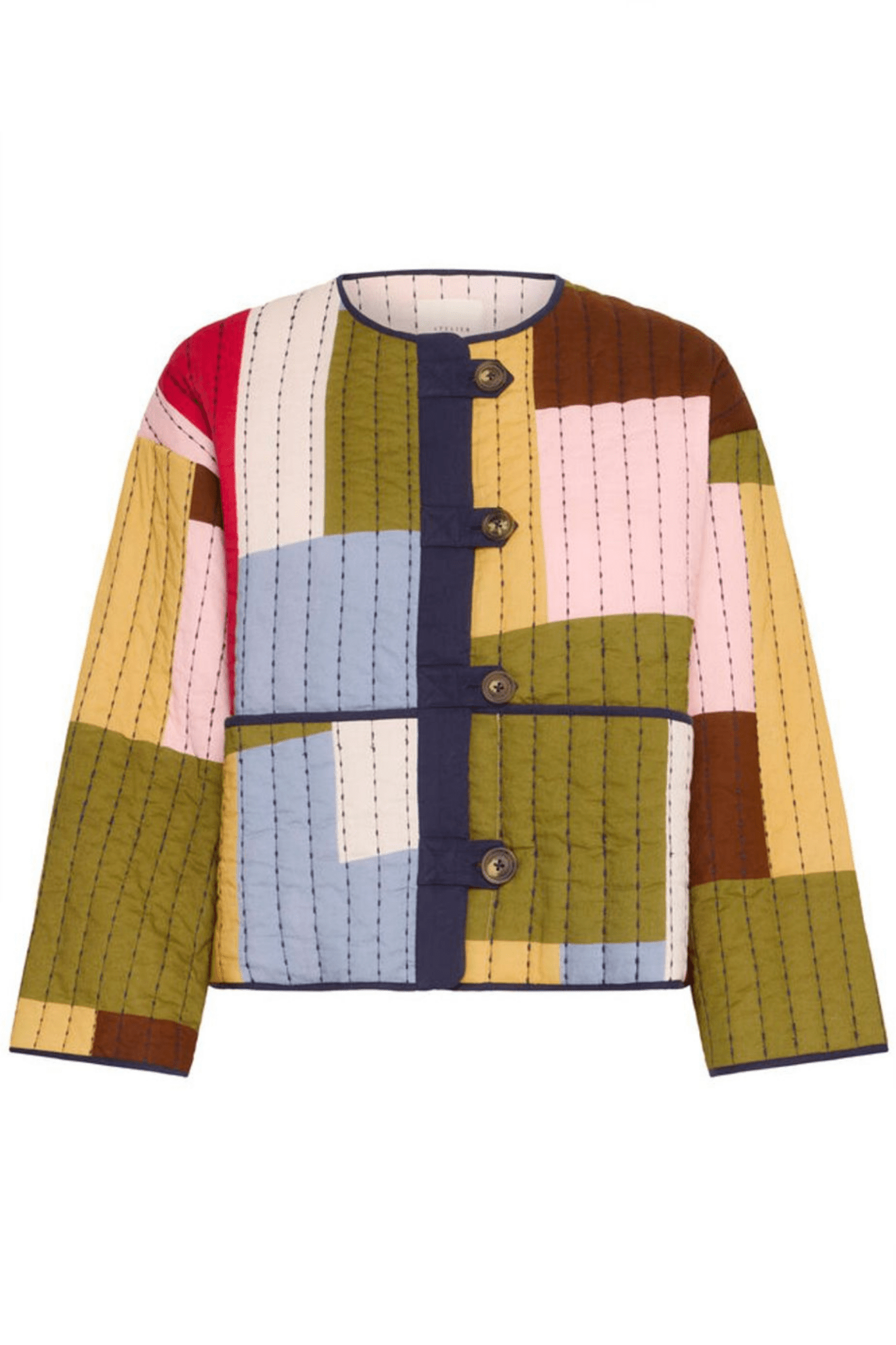 Atelier Rêve IRMONIQUE pink Monique print quilted patchwork jacket at Dotique

