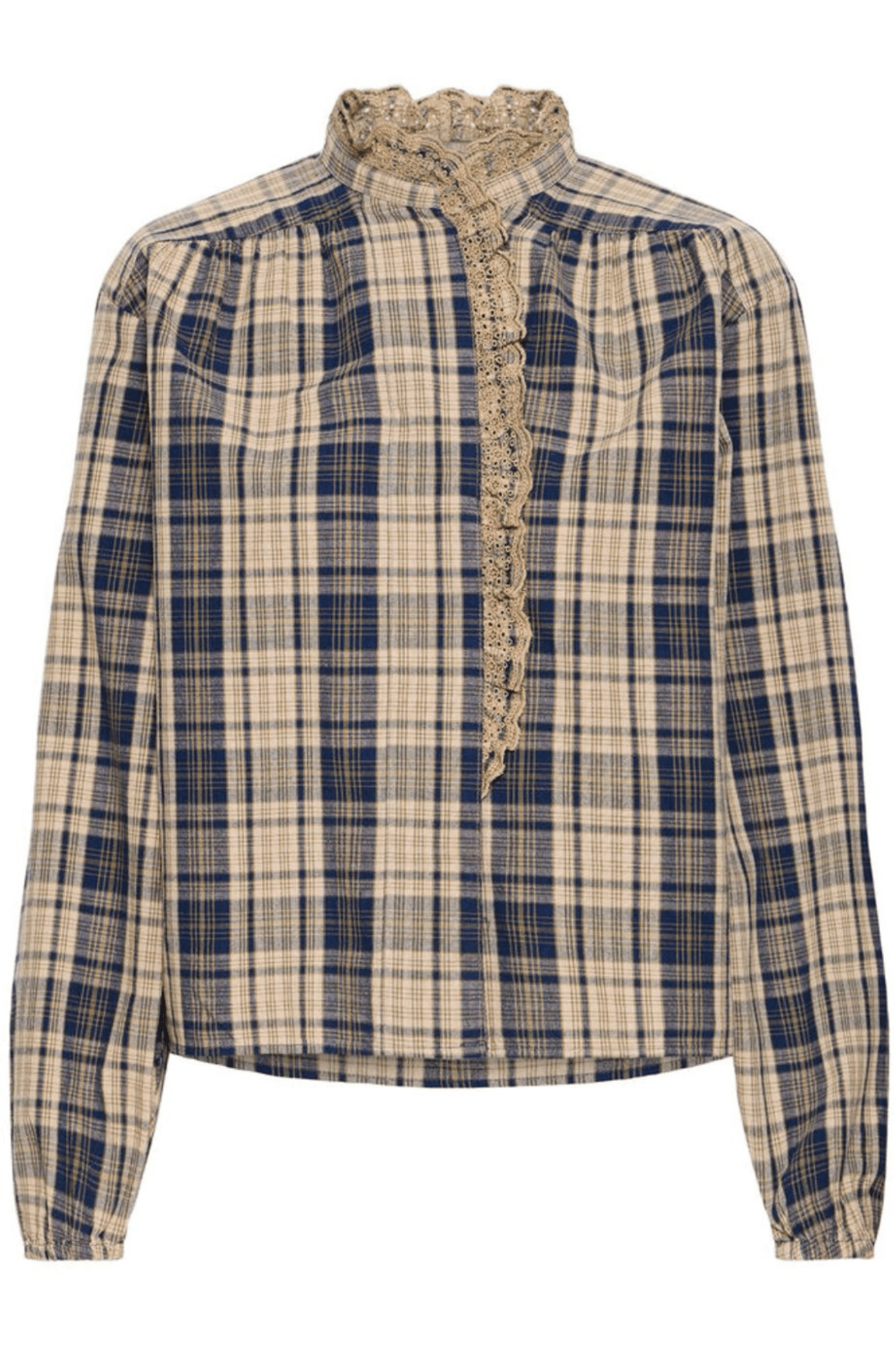 Atelier Rêve IRTUNE blue checked cotton shirt at Dotique

