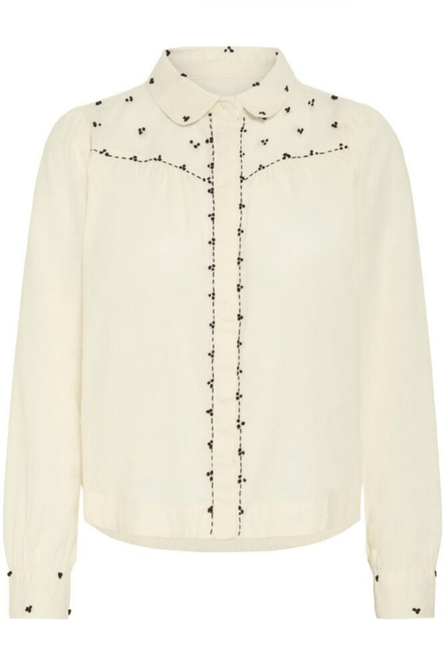 Atelier Rêve IRSWAN birch cotton shirt with embroidery at Dotique

