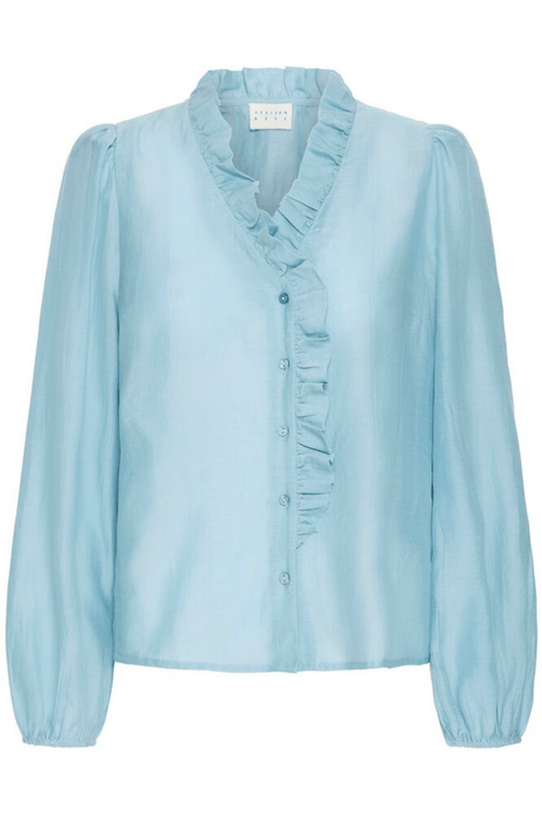 Atelier Rêve IRTHORA smoke blue cotton silk blouse at Dotique

