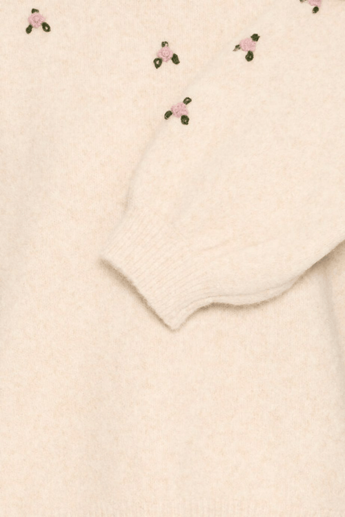 Atelier Rêve IRMORRIS maritime blue cardigan with floral embroidery at Dotique

