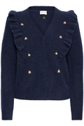 Atelier Rêve IRMORRIS maritime blue cardigan with floral embroidery at Dotique



