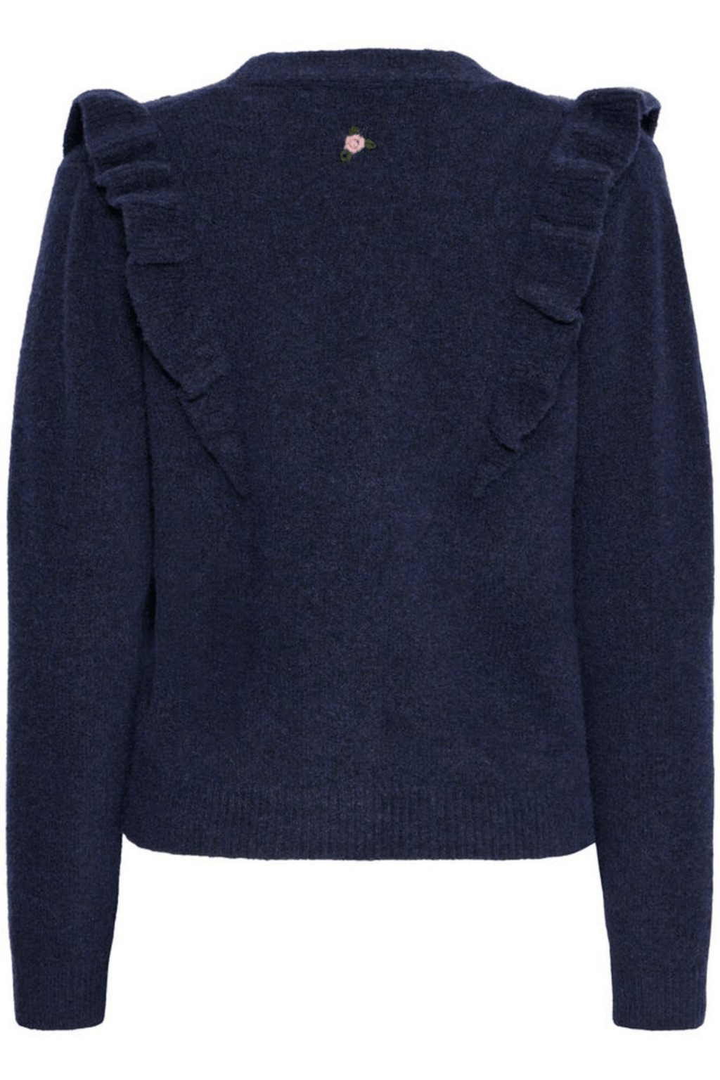 Atelier Rêve IRMORRIS maritime blue cardigan with floral embroidery at Dotique

