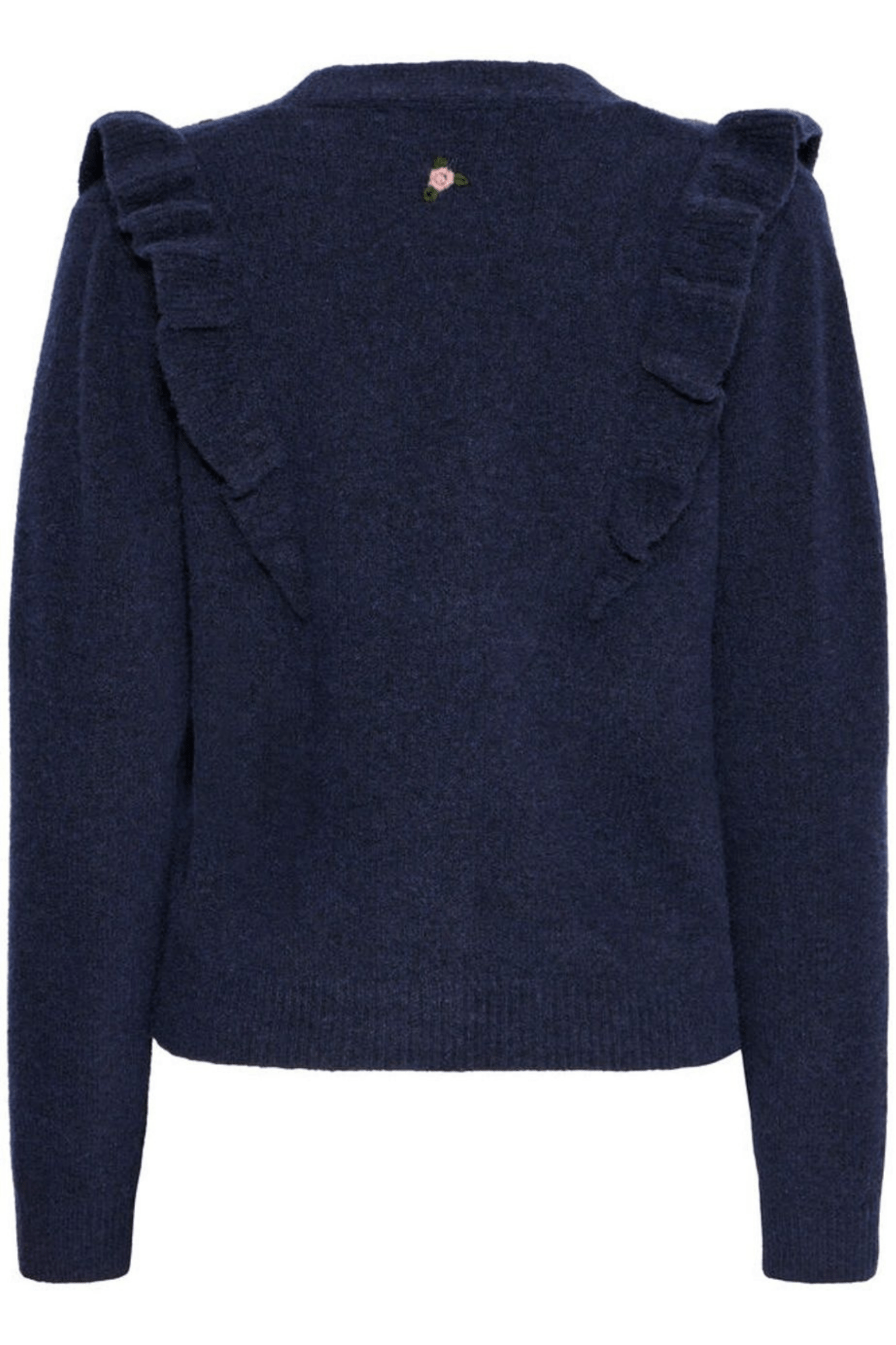 Atelier Rêve IRMORRIS maritime blue cardigan with floral embroidery at Dotique

