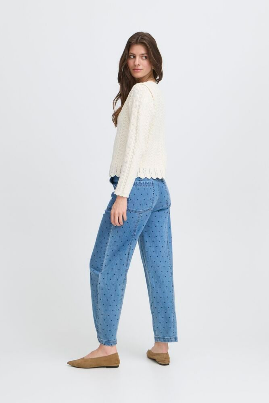 Soft cotton cardigan by Atelier Rêve in a classic birch shade. Easy to layer over dresses and tees for everyday wear. Shop at Dotique.