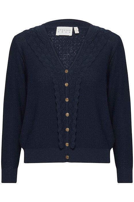 Atelier Reve  IRNESHA  Navy Cardigan Dotique front