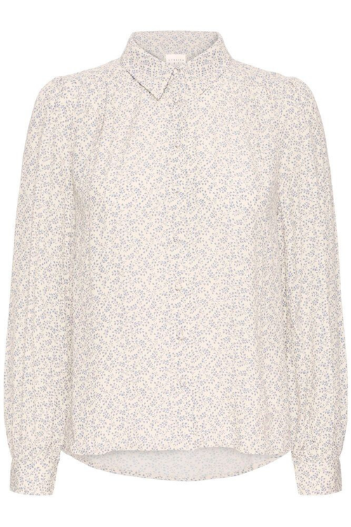 Soft viscose shirt by Atelier Rêve in a birch print. Lightweight, relaxed fit with cropped sleeves. Easy everyday styling. Shop now at Dotique.
