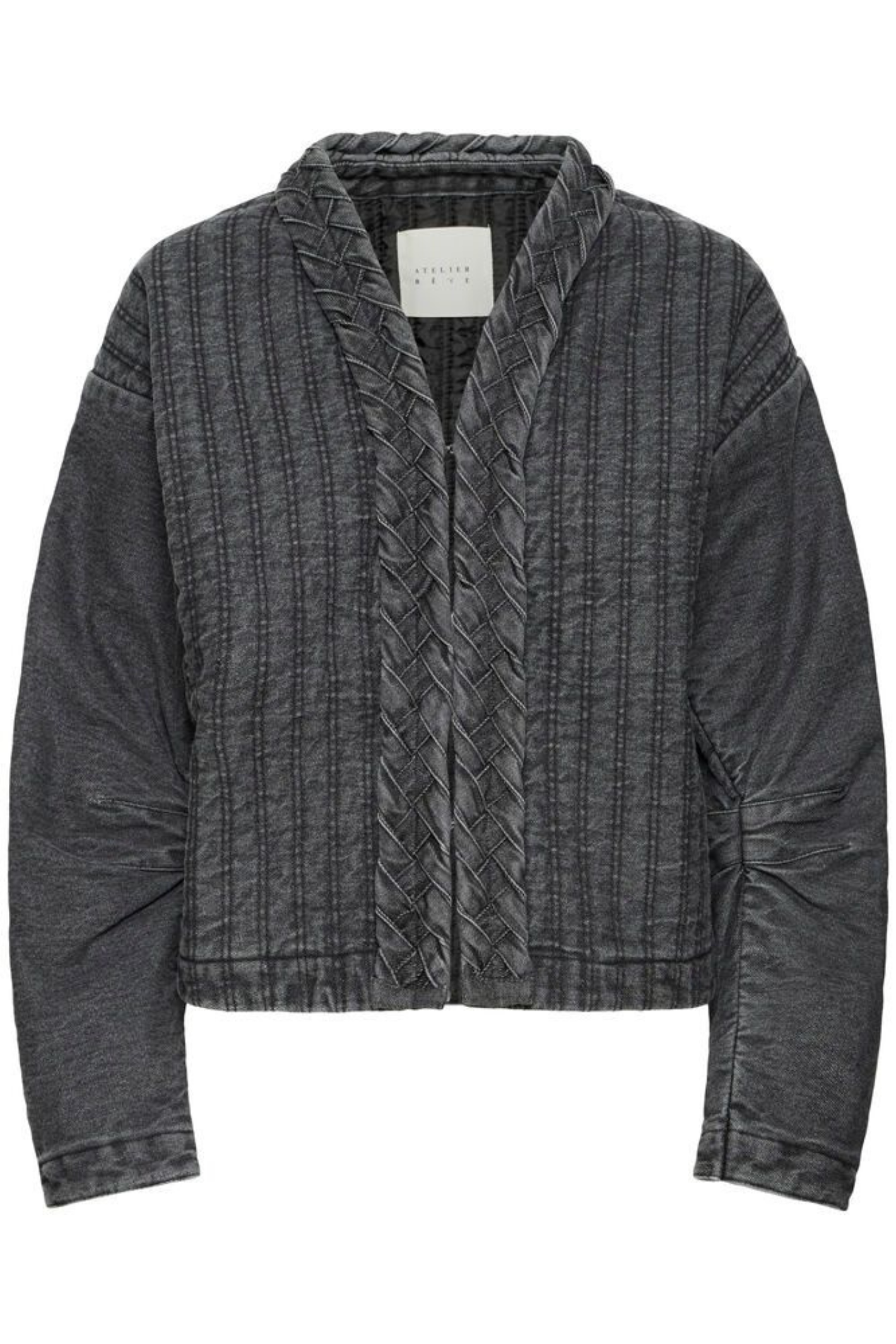 Soft grey denim jacket by Atelier Rêve. Made from 100% cotton with a relaxed fit. Easy to layer and wear year-round. Shop at Dotique.