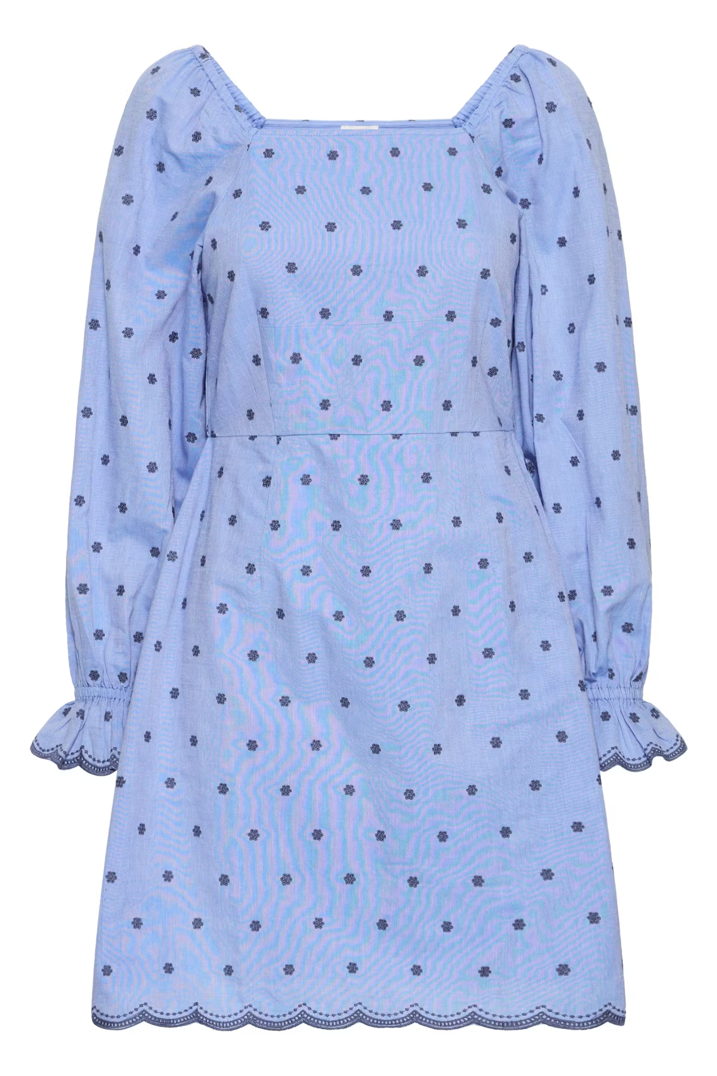 Atelier Rêve Irtusnelda Forever Blue with Embroidery Dress 20124948 by Atelier Reve shop at Dotique lightweight cotton dress with floral embroidery