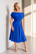 Atom Label Carbon Bardot Tea Length Dress – Cobalt Bue by ATOM LABEL Shop ATOM LABEL at Dotique