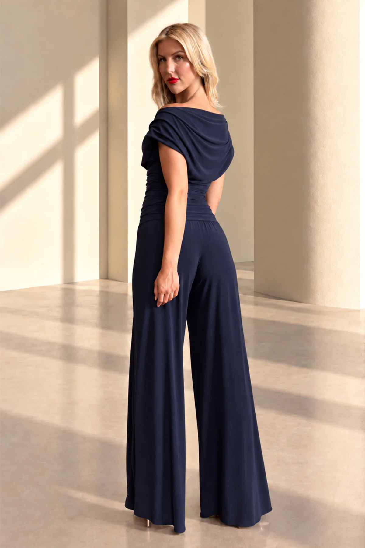Atom Label Carbon Bardot Wide Leg Jumpsuit – Navy Regular Length by ATOM LABEL. Shop ATOM LABEL at Dotique.