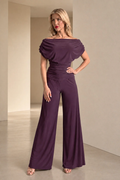 Atom Label Carbon Bardot Wide Leg Jumpsuit – Blackcurant Regular Length ATOM LABEL Shop ATOM LABEL at Dotique