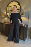 ATOM LABEL Carbon Jersey Jumpsuit with Sleeve in Black (Regular Length) - Dotique - ATOM LABEL