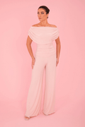 ATOM LABEL Carbon Jersey Jumpsuit with Sleeve in Blush Pink (Regular Length) - Dotique