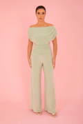 ATOM LABEL Carbon Jersey Jumpsuit with Sleeve in Sage Green (Regular Length) - Dotique