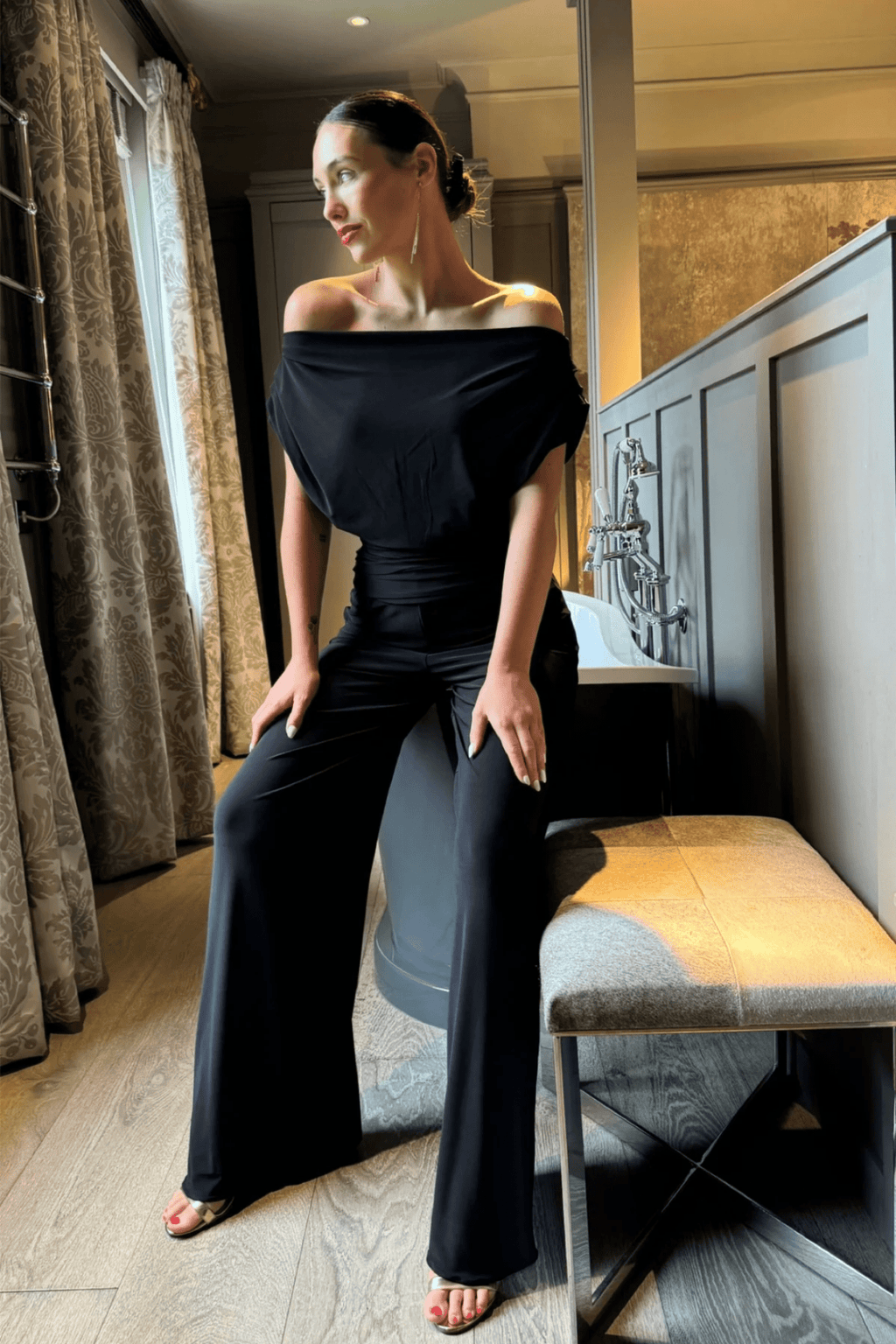 Atom Label Carbon Jumpsuit in Black Regular Length - Dotique - ATOM LABEL