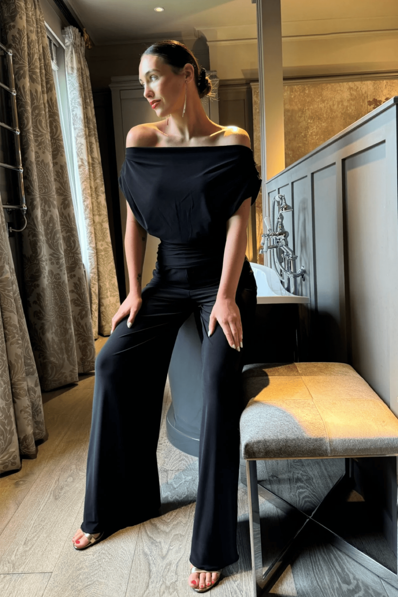 Atom Label Carbon Jumpsuit in Black Regular Length - Dotique - ATOM LABEL